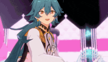 a blue haired anime character with the words be my princess special for princess below her