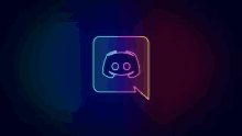 a neon discord icon in a speech bubble on a dark background