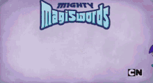 a poster for mighty magisword shows three characters