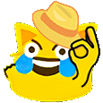 a yellow cartoon character wearing a hat and crying with tears coming out of his eyes .