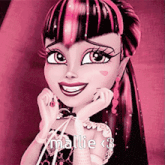 a picture of a monster high doll with the name malie < 3 on the bottom