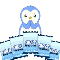 a penguin holding a card that says ' sir woodlemouth ' on it