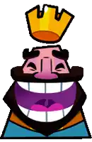a cartoon king with a crown on his head and a big smile on his face .