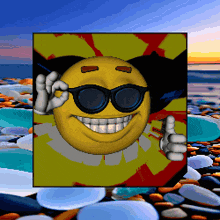 a picture of a smiley face wearing sunglasses giving the ok sign