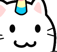 a cartoon cat with a unicorn horn on its head