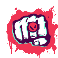 a drawing of a fist with a red circle on it