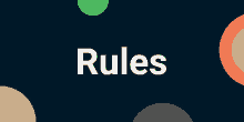 the word rules is on a blue background