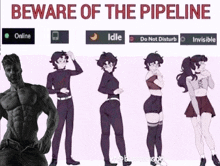 beware of the pipeline is written on a poster with cartoon characters