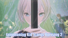 a girl holding a sword and the words summoning kid icarus uprising 2
