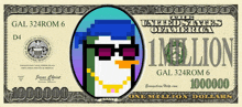 a 1 million dollar bill with a pixelated face on it