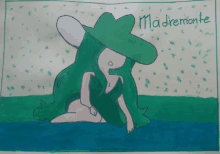 a drawing of a woman with green hair and the name madremonte written on the bottom