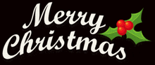 a black background with the words merry christmas and holly