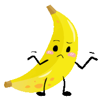 a banana with arms and legs has a sad face on it