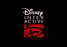 a logo for disney inter active with a red square