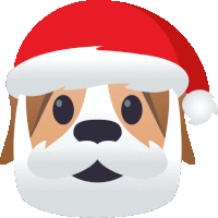 a dog wearing a santa hat with a white beard