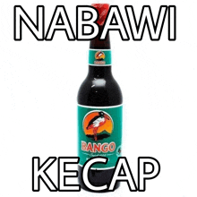 a bottle of bango kecap sits on a white background