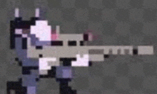 a pixel art of a man holding a gun .