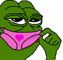 a frog wearing pink underwear with a heart on it is eating something .