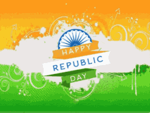 a happy republic day poster with a fan on it