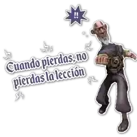 a cartoon character with the words cuando pierdas no pierdas la lección