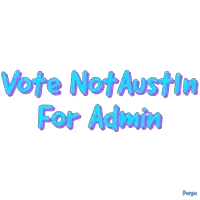 a purple and blue sign that says vote not austin for admin