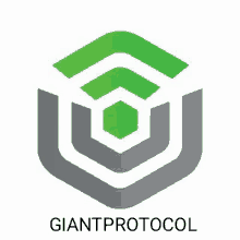 the logo for giant protocol is a green and gray hexagon with a wifi signal coming out of it .