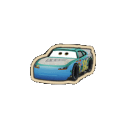 a sticker of a race car from the movie cars on a white background .