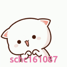 a sticker of a cat with the number schc161087 written below it