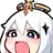 a cartoon girl with white hair and a star on her head is making a funny face .