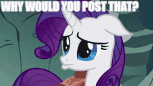 a picture of a pony with the words why would you post that below it