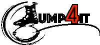 a black and white logo for jump4it with a shoe in the middle