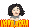 a cartoon of a woman with curly hair and the words `` vava , vava '' .