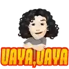 a cartoon of a woman with curly hair and the words `` vava , vava '' .