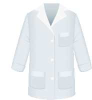 a white lab coat with pockets and buttons