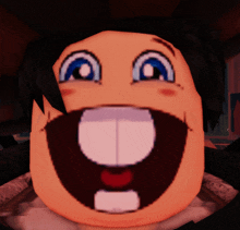a close up of a cartoon character 's face with a big mouth