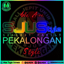 a rainbow colored logo that says sjus style pekalongan