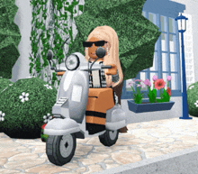 a girl is riding a scooter in a video game