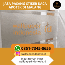 an advertisement for wallpaper indonesia shows a window