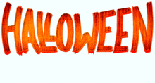 the word halloween is written in orange letters