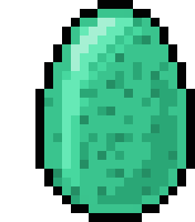 a pixel art drawing of a turquoise egg on a white background .