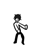 a black and white drawing of a boy dancing