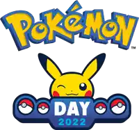 a logo for pokemon day 2022 with a pikachu and pokeballs