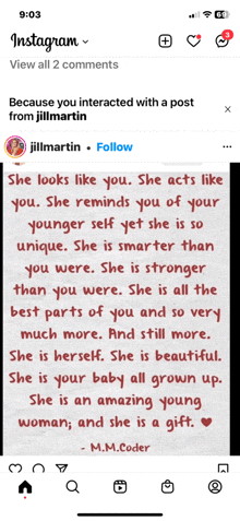 a screenshot of an instagram post by jillmartin