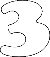 a black and white drawing of the number three