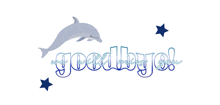 a dolphin jumping in the air with the words goodbye