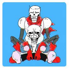 a drawing of two skeletons sitting next to each other