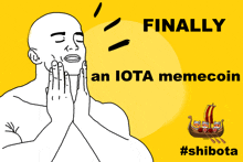 a drawing of a man with the words finally an iota memecoin below him