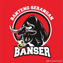 a logo for banteng serangan banser with a bull with a ring in its nose