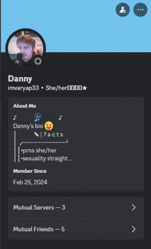 a screenshot of danny 's profile with a picture of him