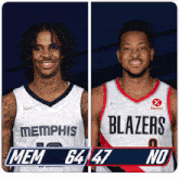 two basketball players one from memphis and the other from blazers